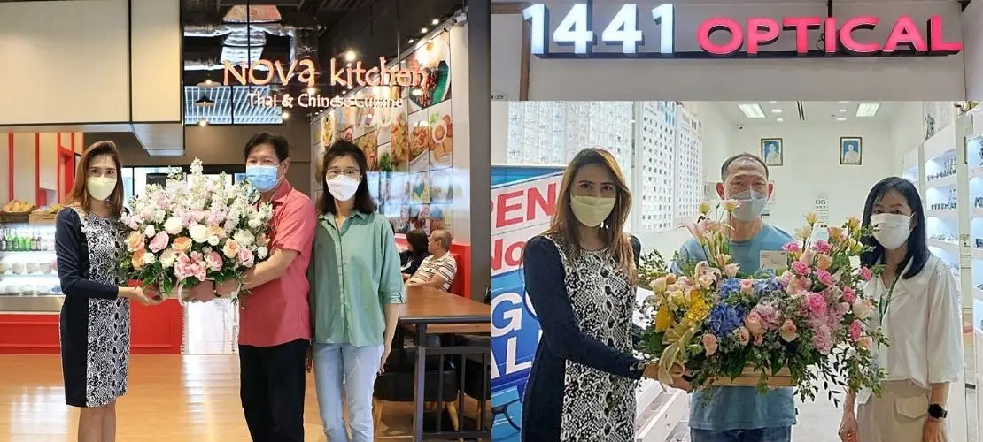 เอ็ม บี เค เซ็นเตอร์ มอบดอกไม้แสดงความยินดีเปิดตัวโฉมใหม่ร้าน Nova Kitchen และร้าน 1441 OPTICAL