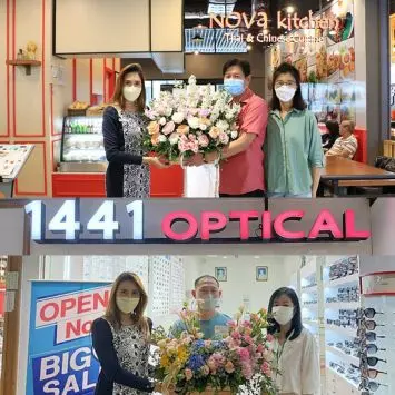 เอ็ม บี เค เซ็นเตอร์ มอบดอกไม้แสดงความยินดีเปิดตัวโฉมใหม่ร้าน Nova Kitchen และร้าน 1441 OPTICAL